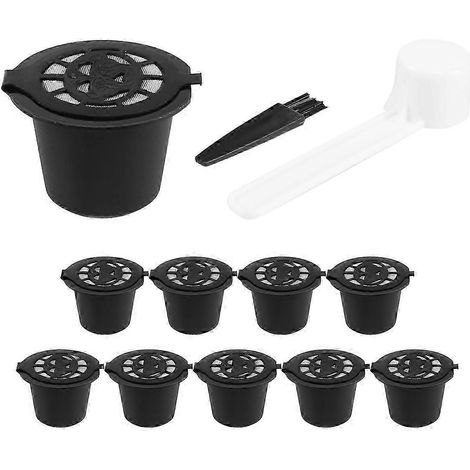 10 Pcs Reusable Refillable Coffee Capsule Filters for Nespresso with Spoon Brush Kitchen Accessories (1/5)