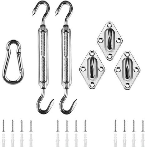 M6 Kit de Fixation pour Voile D'ombrage, Acier Inoxydable Soleil Voile D'ombrage Kit de Fixation pour Triangle et Carré, Rectangle, du Soleil Voile D'ombrage Accessoires de Fixation (1/5)