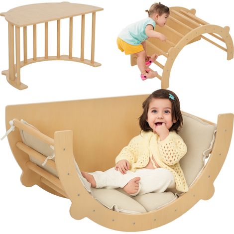 Arche escalade balançoire bascule échelle avec coussin enfant 1,5 à 4 ans 50 kg