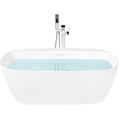 Bañera independiente ovalada 1700 x 800 mm de acrílico con borde fino moderna blanco Tacuaral (1/5)