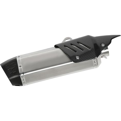 Embout d'échappement moto en acier inoxydable 304 avec revêtement en fibre de carbone, universel pour diamètres 38 à 51 mm, couleur argent (1/5)