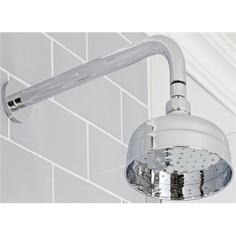 Milano Elizabeth Round Fixed Rainfall Shower Head with Wall Mounted Arm - Chrome (155mm Head)