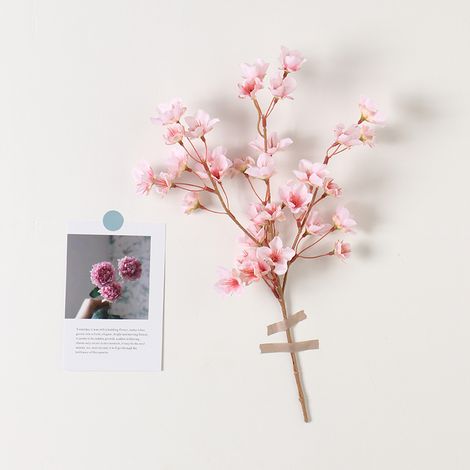 Conjunto de 4 flores artificiales de sakura, ramas de seda flexibles, decoración para interiores y exteriores. (1/5)