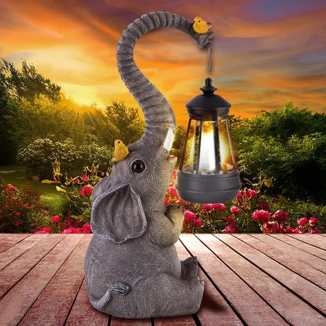 Solar Outdoor Garden Decor Elephant Statue Lights, Lucky Elephant Unique Birthday Gift for Mom, Heating and Yard Decoration, Cute Bird Garden Sculpture Decor (1/5)