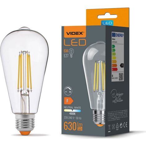Bombilla decorativa regulable ST64 6W E27 neutra 630lm 4000K Videx