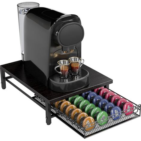 Coffee Pod Drawer Holder for Tassimo Capsule 35pcs for Nespresso® OriginalLine Pods Drawer Coffee Machine Storage Organizer Stand Sliding for Kitchen Countertop (Black) (1/5)