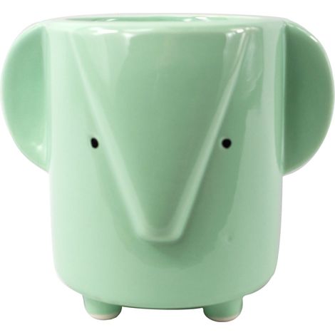 13cm Ceramic Blue Elephant Planter (1/3)