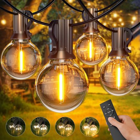 Guirlande Guinguette Extérieur G40, 18M/ 60FT Guirlande Lumineuse Exterieure avec E12 30+1 LED Ampoules IP45 Imperméable, Blanc Chaud Chaîne Lumiere Exterieur pour Patio Fête Mariage (1/5)