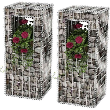 vidaXL Jardinière/Poteau de panier gabion 2 pcs Acier 50x50x120 cm (1/5)