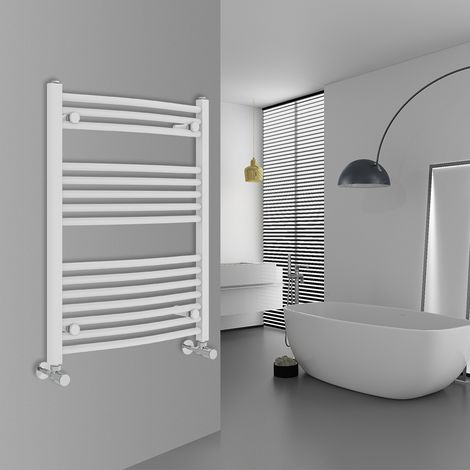 WarmeHaus Curved White Bathroom Ladder Radiator 800x600mm (1/5)
