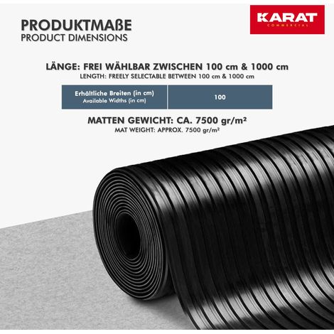 Breite Rippen Gummiläufer Breite Rippen Stärke: 6 mm 100 x 150 cm