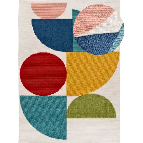 ATTICGO Tapis d'extérieur géométrique avec relief MILA 22 Multicolore 80x150 cm (1/5)
