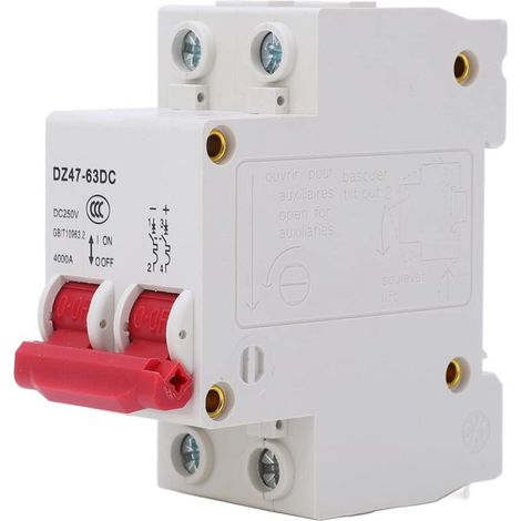 DC Miniature Disjoncteur 2P Photovoltaïque DC Circuit Interrupteur Protecteur Commutateur DIN Rail Mount Air Circuit Disjoncteur DC 250V(25A) (1/5)