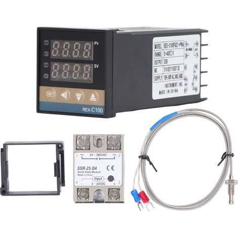 Kit de thermostat PID numérique étanche à haute précision haute précision REX C100 Contrôleur de température pour la ferme 100v - 240v 25a