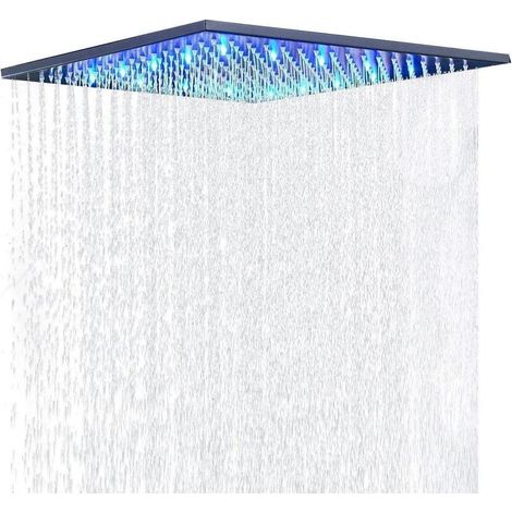 LED Regendusche Deckenbrause 30x30cm mit Farbwechsel & Anti-Kalk Funktion Schwarz (1/5)