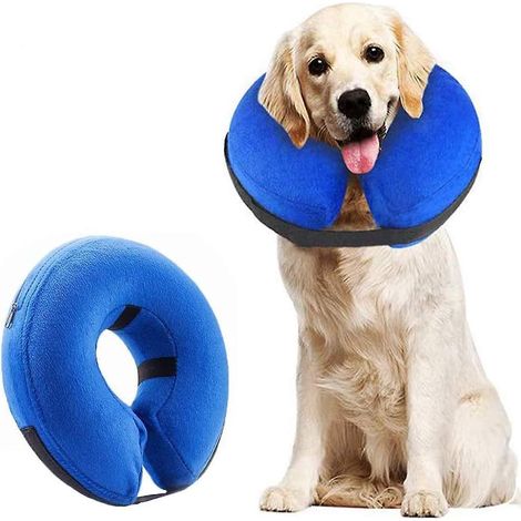 Hundehalsband - Blau L Aufblasbares Schutzhalsband für Hunde Verstellbares Haustierhalsband (1/5)
