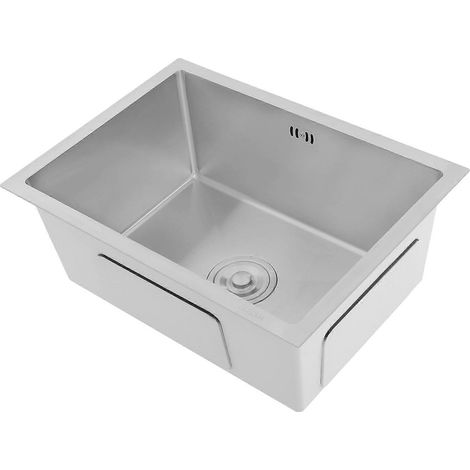 Évier de cuisine encastrable en acier inoxydable 304 grande capacité et design moderne dimensions 60 x 40 cm et 55 x 45 cm (55 x 45 cm) - Argenté (1/5)