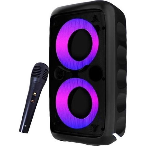 Enceinte karaoké Bluetooth sans fil avec caisson de basses portable, microphone, radio FM, lampe, boîte à sons, musique, LED TWS Caixa De Som (1/5)
