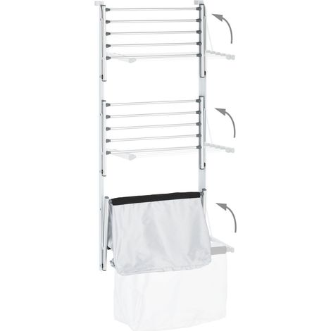 Pratico stendibiancheria pieghevole da appendere alla porta 60 x 30 x 10 cm in plastica bianca 130015731