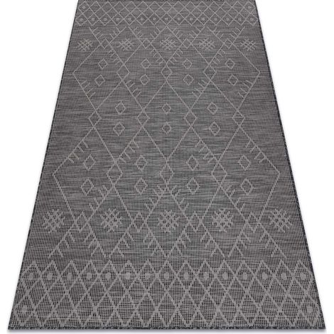 Alfombra sisal PATIO 3077 Boho Tejido plano - negro black 136x190 cm