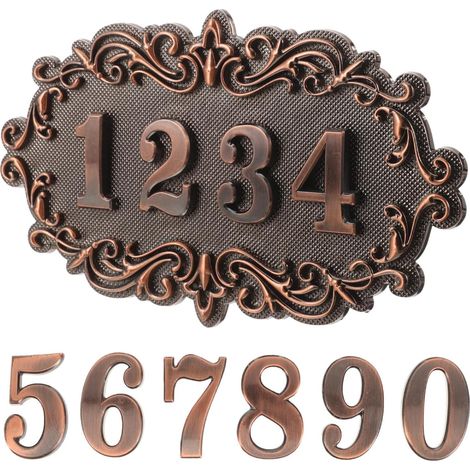 Plaque d'adresse vintage unique en 3D pour porte d'entrée, chiffres ABS réfléchissants avec (1/5)