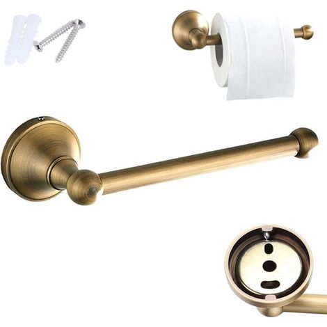 Porte-papier toilette mural en laiton - Anneau porte-serviettes - Porte-papier toilette vintage - Finition brossée - Porte-papier toilette mural en acier inoxydable - Convient pour la salle de bain - (1/5)