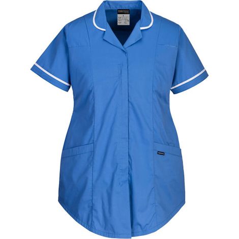 Bata laboral premamá elástico Abertura frontal por cremallera, mujer LW18 L Azul Hamilton