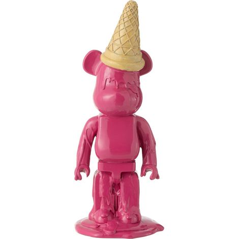 Statuette Déco Ours "Cornet Glace" 39cm Fuchsia (1/5)