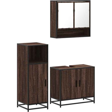 Maison Exclusive - Set Mobili da Bagno 3 pz Rovere Marrone in Legno Multistrato
