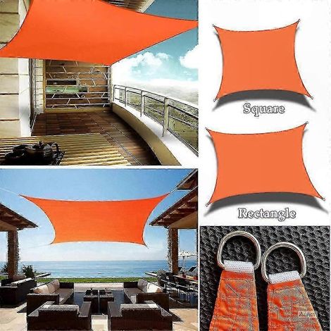 Voile d'ombrage rectangulaire orange, idéale pour le jardin, la terrasse, la piscine, le camping et la randonnée - Toutes tailles, tissu imperméable 420D. (1/5)