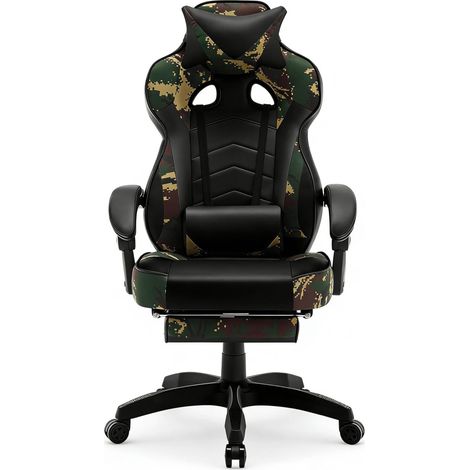 Sedia gaming ergonomica in similpelle con poggiapiedi e schienale alto (1/5)
