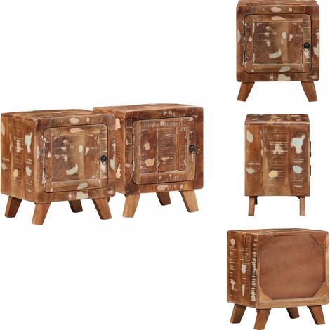 Nachttisch 2 Stk. 40x32x46 cm Altholz Massiv - Nachttisch - Nachttische - Nachtschrank - Bettschrank (1/5)