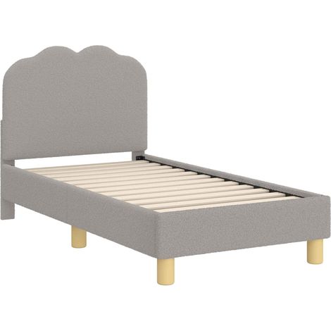Toddler Bed Frame with Headboard Light Grey 70 x 140 cm Bouclé vidaXL