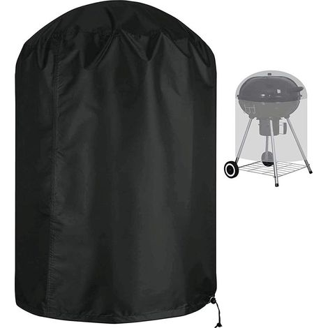 Telo di copertura per barbecue a carbone, impermeabile, per griglia da esterno, rotondo, 58x77 cm, nero. (1/5)