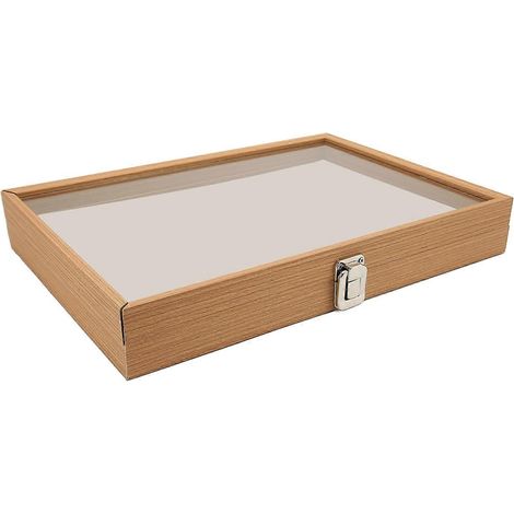 Vitrine transparente anti-poussière en bois de poirier, idéale pour ranger broches et médailles. (1/5)