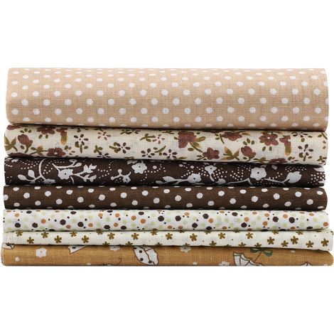 Kit de literie DIY 7 pièces de tissu en coton 2525cm, carrés assortis prédécoupés, lot de 4 pièces, couleur café (1/5)