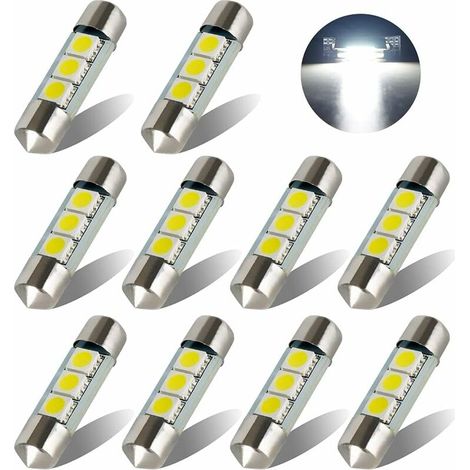36 mm 5050 LED-Kennzeichenbeleuchtung für Autos, Innenraumbeleuchtung, Weiß, 6000 K, Sternenlicht, 10 Stück (1/5)