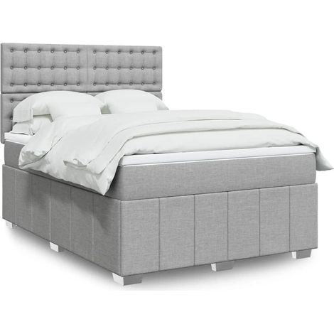 Boxspringbett mit Matratze Hellgrau 160x200 cm Stoff