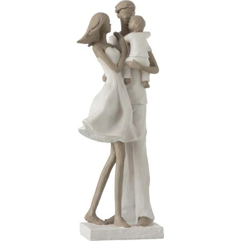 Statuette Déco "Couple avec Enfant" 31cm Blanc