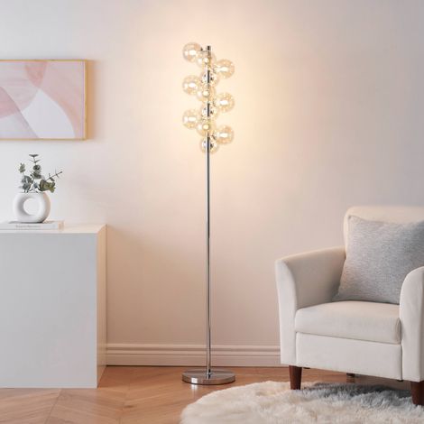 Moderne Stehlampe mit bernsteinfarbenen Glaskugeln - Ambrosia