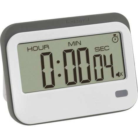 TFA Dostmann Digitaler Timer mit Stoppuhr und Wecker Timer Bianco, Grigio digitale