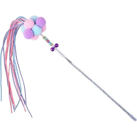 Baguette à chat amusante avec pompon, jouet pour animaux de compagnie, longue tige perlée et colorée pour chaton-Blue Violet Pink (1/5)