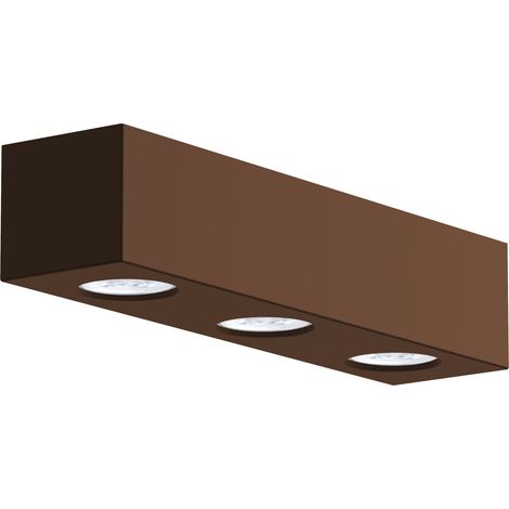 LUMICOM  MANHATTAN L Plafoniera, 3X GU10, max 33W, metallo, corten, 30x10cm