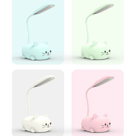 Lot de 4 lampes de lecture pour chaton, rechargeables par USB, lampe de bureau pliable pour animaux pour apprendre à lire et protéger la vue