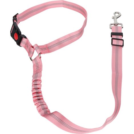 Appui-tête réglable pour animaux de compagnie, ceinture de sécurité réfléchissante en Nylon pour chien, sangle de sécurité pour voiture rose (1/5)
