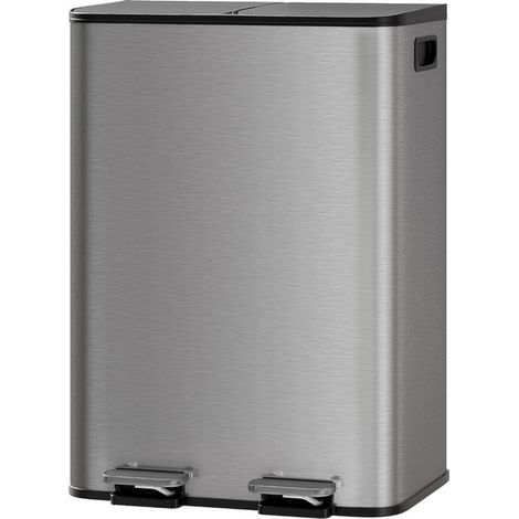 Poubelle Cuisine 50L Acier Inoxydable Pédale Soft-Close Couvercle (1/5)