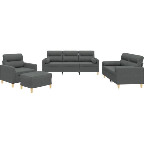 Maison Exclusive - Set di Divani 4 pz con Cuscini Grigio Scuro in Tessuto (1/5)