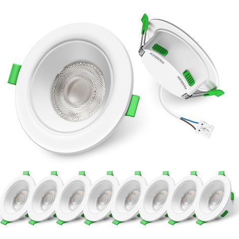 Spot LED Encastrable 7W 230V Dimmable, 3000K 4000K 6500K Couleur Réglable Spot Salle de Bain IP65, Extra Plat 29mm Spot Plafond, Lot de 6, Rond Blanc (1/5)