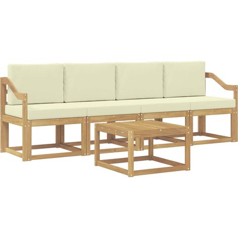 Set di divani da esterno con cuscino 5 pz Salotto da Giardino Bianco e Crema (1/5)