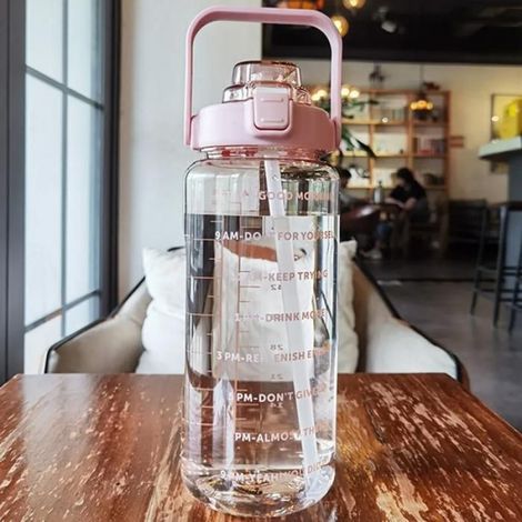 Bouteille de sport 2L, bouteille d'eau, bouteille de boisson, bouteille avec paille, marqueur de temp VERRE A EAU AVEC OU SANS PIED (1/5)